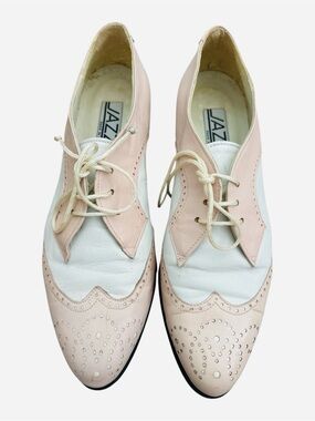Jazz pink and white two-tone wingtip oxfords (brogues) Size 8.5